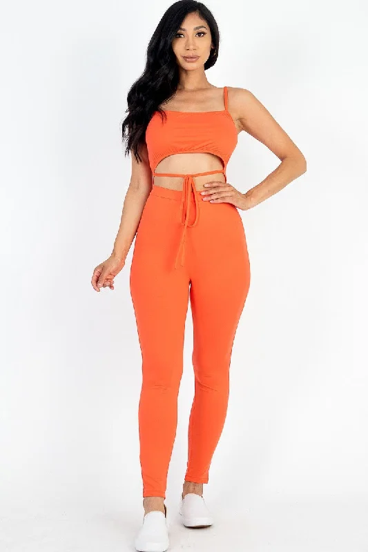 Solid Tie Front Cut Out Jumpsuit Back tie jumpsuit, Feminine, Trendy, Stylish