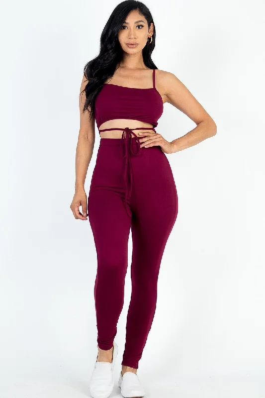 Solid Tie Front Cut Out Jumpsuit Bold color jumpsuit, Vibrant, Trendy, Fashionable