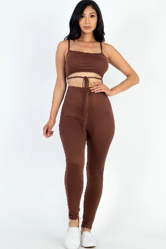 Solid Tie Front Cut Out Jumpsuit Summer jumpsuit, Light fabric, Beachwear, Trendy