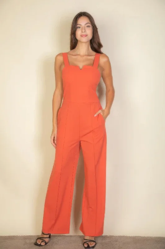Notched neck cami jumpsuit Structured jumpsuit, Tailored fit, Professional, Elegant