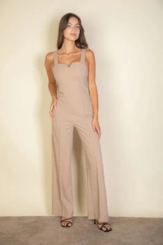 Notched neck cami jumpsuit Denim romper jumpsuit, Casual, Comfortable, Trendy