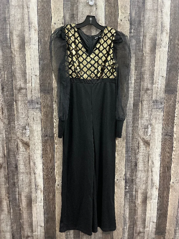 Jumpsuit By Shein In Black & Gold, Size: M Jumpsuit romper, Casual, Relaxed fit, Comfortable Jumpsuit By Shein In Black & Gold, Size: M Jumpsuit romper, Casual, Relaxed fit, Comfortable