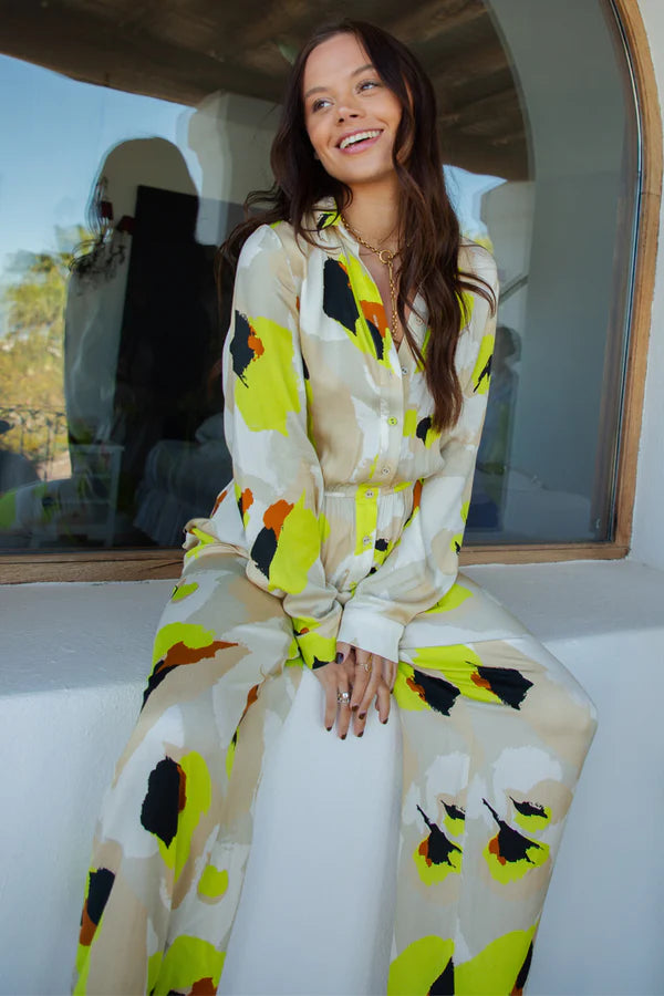 Lime Abstract Animal Jumpsuit Crossover jumpsuit, Elegant, Chic, Comfortable
