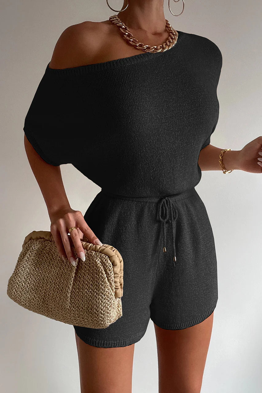 Miami Knit Playsuit Black Wide-leg romper jumpsuit, Comfortable, Chic, Trendy