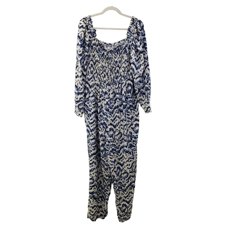 NWT Eloquii Elements Graphic Print Smocked Wide Leg Jumpsuit Size 18 Slim fit jumpsuit, Trendy, Sleek, Comfortable
