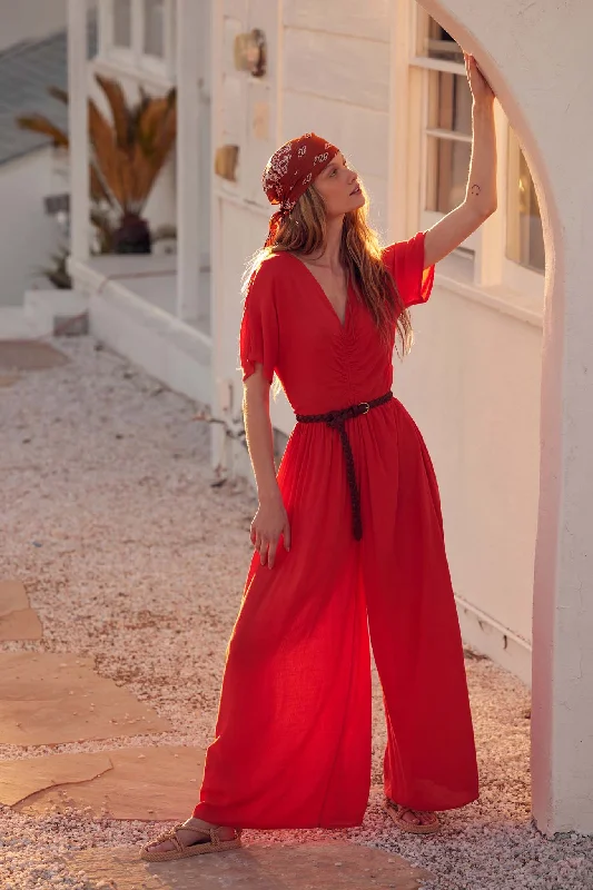 Perfect Getaway Ruched Wide-Leg Jumpsuit Double-breasted jumpsuit, Vintage, Elegant, Chic Perfect Getaway Ruched Wide-Leg Jumpsuit Double-breasted jumpsuit, Vintage, Elegant, Chic