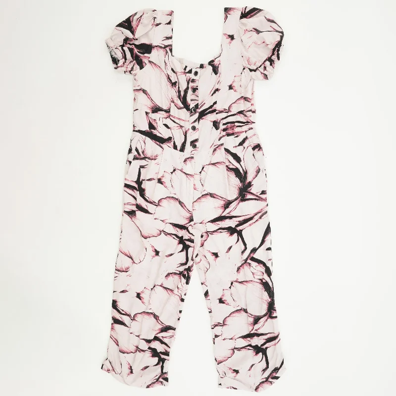 Pink Graphic Jumpsuit Wide leg floral jumpsuit, Feminine, Stylish, Comfortable