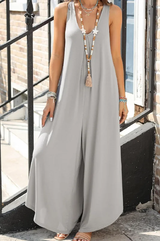 Pocketed Scoop Neck Wide Leg Jumpsuit Strapless wide leg jumpsuit, Sexy, Comfortable, Trendy Pocketed Scoop Neck Wide Leg Jumpsuit Strapless wide leg jumpsuit, Sexy, Comfortable, Trendy