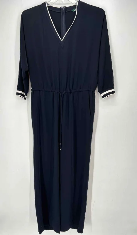 Ralph Lauren Size 12 Navy Jumpsuit High-neck jumpsuit, Modest style, Elegant, Trendy Ralph Lauren Size 12 Navy Jumpsuit High-neck jumpsuit, Modest style, Elegant, Trendy