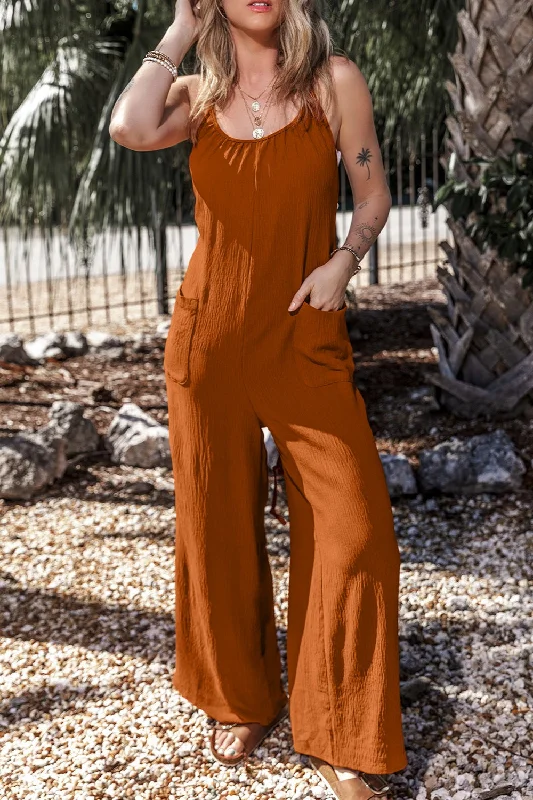 Scoop Neck Spaghetti Strap Jumpsuit Boho jumpsuit, Loose fit, Casual, Comfortable