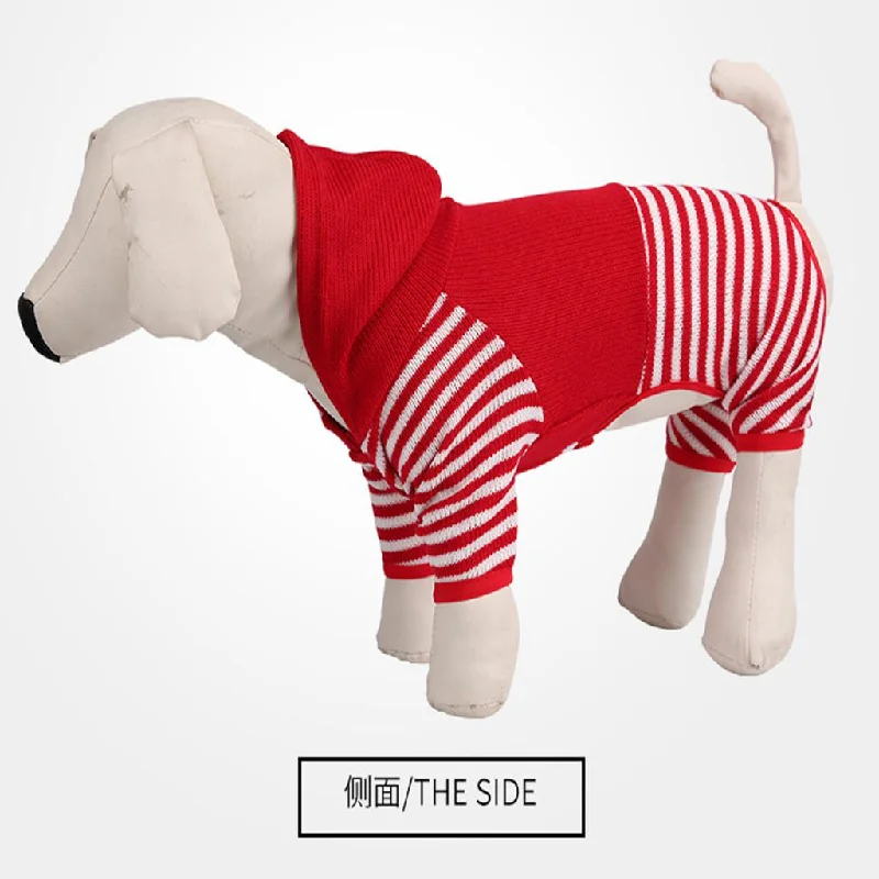 Maxbell Maxbell Small Pet Dog Striped Knitwear Puppy Dog Jumpsuit Coat Cosy Clothes Red M Jumpsuit romper, Comfortable, Playful, Casual Maxbell Maxbell Small Pet Dog Striped Knitwear Puppy Dog Jumpsuit Coat Cosy Clothes Red M Jumpsuit romper, Comfortable, Playful, Casual