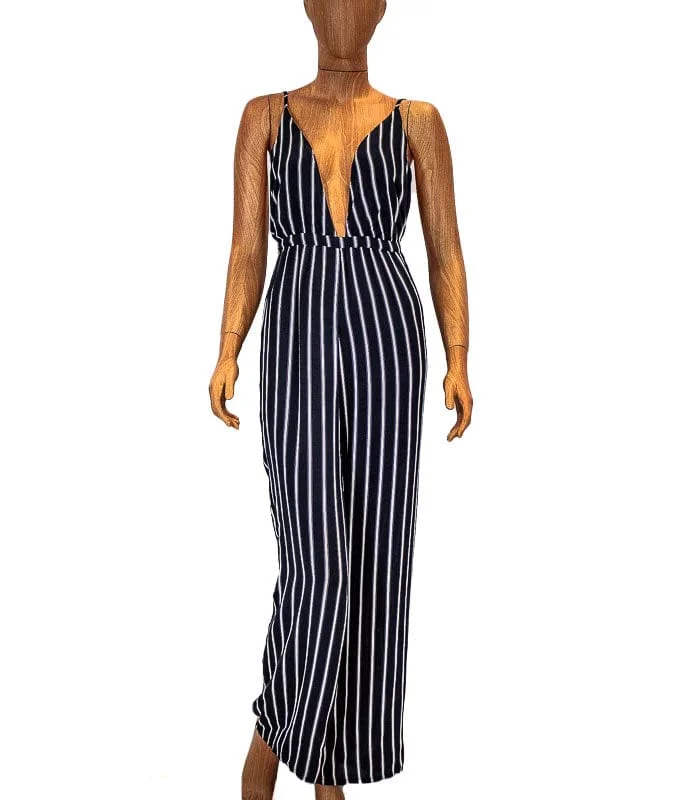 Striped Jumpsuit Blazer jumpsuit, Formal wear, Business chic, Sleek