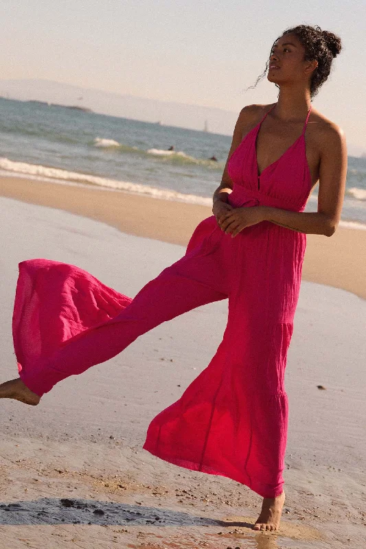 Tier Me Out Tiered Wide-Leg Crepe Halter Jumpsuit Printed floral jumpsuit, Feminine, Summer style, Relaxed Tier Me Out Tiered Wide-Leg Crepe Halter Jumpsuit Printed floral jumpsuit, Feminine, Summer style, Relaxed