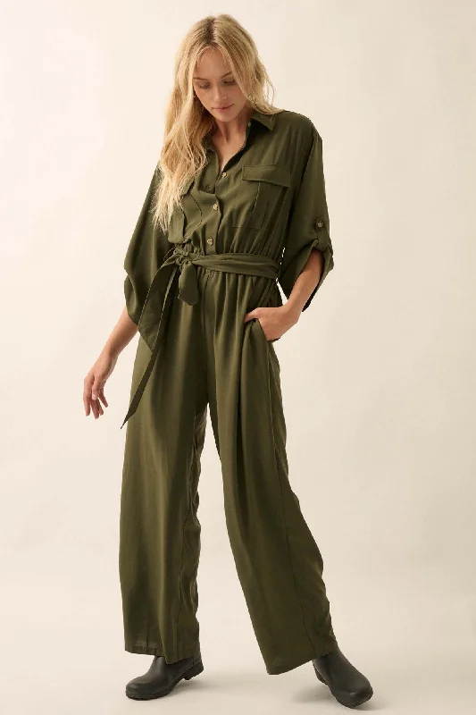 Woman's World Belted Roll-Up Jumpsuit Sporty jumpsuit, Athletic style, Comfortable, Trendy Woman's World Belted Roll-Up Jumpsuit Sporty jumpsuit, Athletic style, Comfortable, Trendy