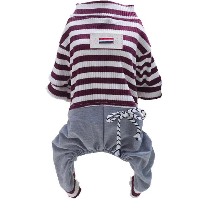 Maxbell Maxbell Adorable Puppy Jumpsuit Teddy Pantsuit Dog Stripes Clothes 100% Cotton S High-neck jumpsuit, Modest style, Trendy, Winter collection Maxbell Maxbell Adorable Puppy Jumpsuit Teddy Pantsuit Dog Stripes Clothes 100% Cotton S High-neck jumpsuit, Modest style, Trendy, Winter collection