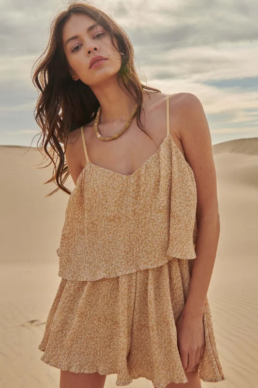 Branching Out Floral Crepe Flounce Romper Lace jumpsuit, Elegant, Feminine, Chic
