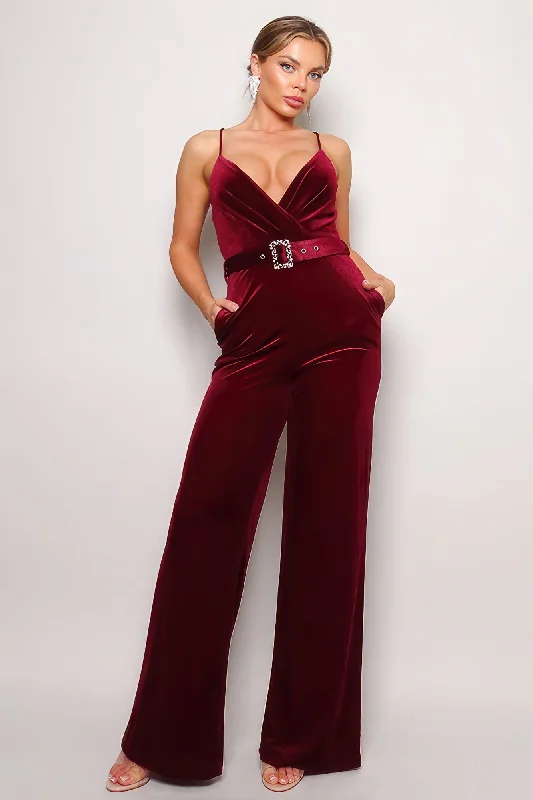 Samba Rhinestone Belt Velvet Jumpsuit Button-up jumpsuit, Vintage style, Casual, Relaxed Samba Rhinestone Belt Velvet Jumpsuit Button-up jumpsuit, Vintage style, Casual, Relaxed