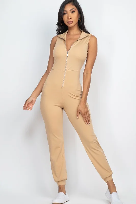 Zip Front Jumpsuit Pleated wide leg jumpsuit, Feminine, Elegant, Chic