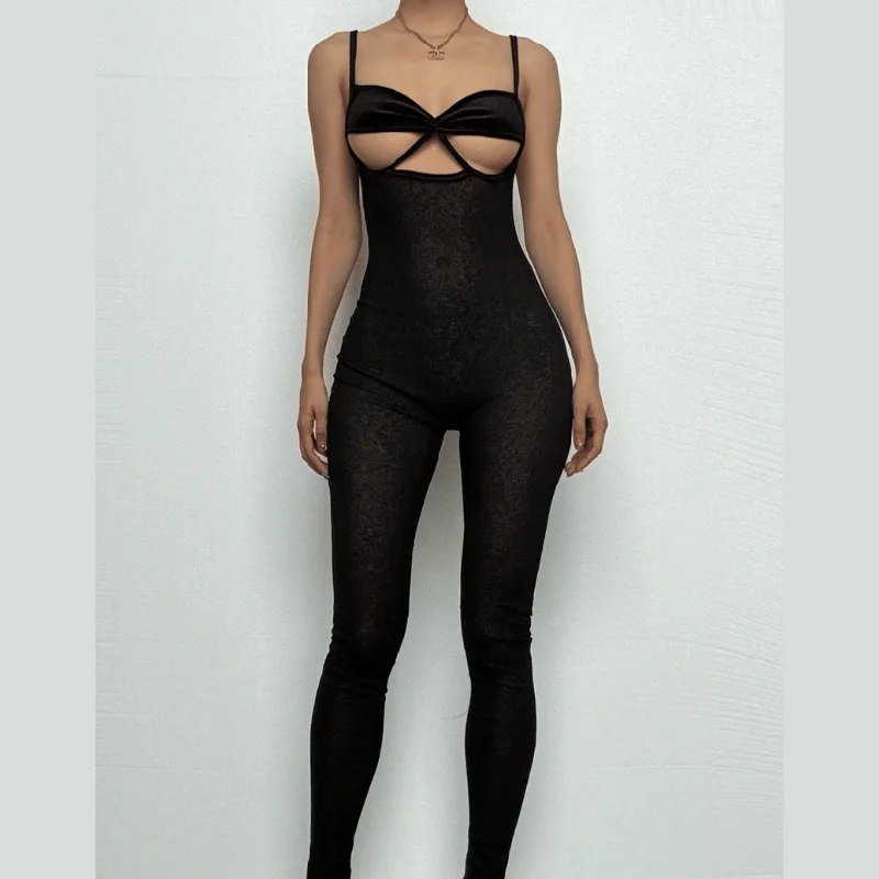 Hollow out v neck backless see through cami jumpsuit Halter neck jumpsuit, Summer style, Trendy, Sexy Hollow out v neck backless see through cami jumpsuit Halter neck jumpsuit, Summer style, Trendy, Sexy