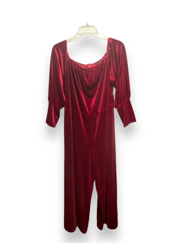 Jumpsuit By Ashley Stewart In Red, Size: 1x Color block jumpsuit, Bold design, Fashion statement, Modern Jumpsuit By Ashley Stewart In Red, Size: 1x Color block jumpsuit, Bold design, Fashion statement, Modern
