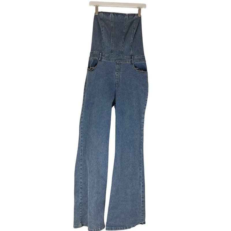 Jumpsuit By Le Lis In Blue Denim, Size: L Wide leg jumpsuit, Summer vibes, Relaxed fit, Casual Jumpsuit By Le Lis In Blue Denim, Size: L Wide leg jumpsuit, Summer vibes, Relaxed fit, Casual