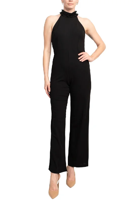Marina Ruffled Halter Neck Keyhole Back Solid Jumpsuit Palazzo jumpsuit, Flowy design, Comfortable, Stylish Marina Ruffled Halter Neck Keyhole Back Solid Jumpsuit Palazzo jumpsuit, Flowy design, Comfortable, Stylish