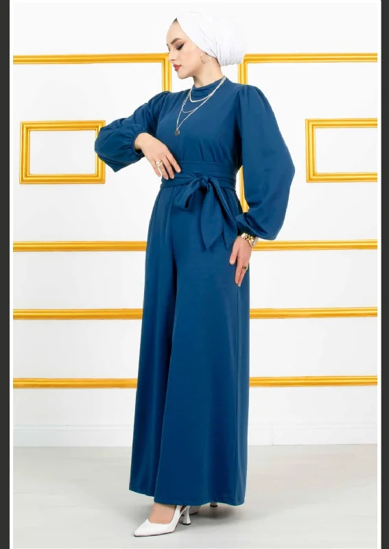 Moda Pery Turkish Women's Scuba Jumpsuit - 10765 Blue Loose fit jumpsuit, Casual, Comfortable, Chic Moda Pery Turkish Women's Scuba Jumpsuit - 10765 Blue Loose fit jumpsuit, Casual, Comfortable, Chic