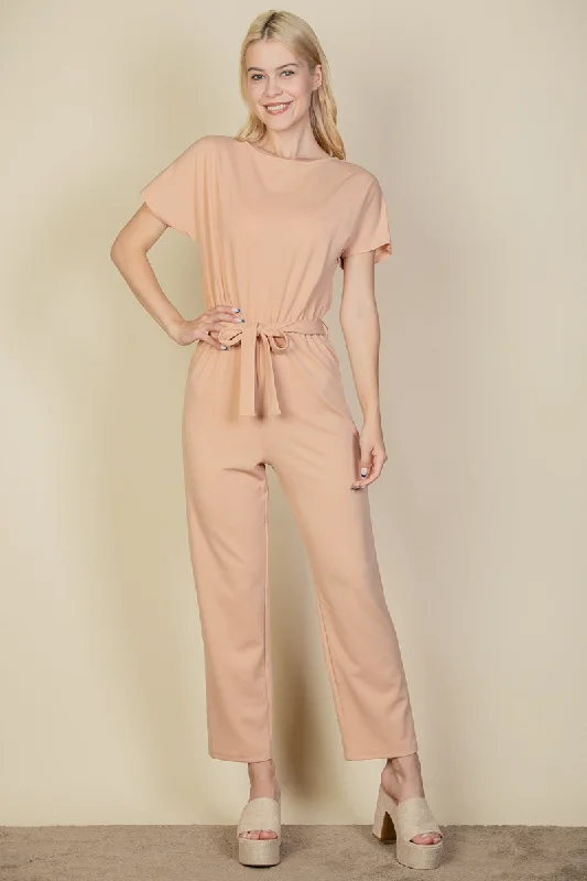 Relaxed jumpsuit with a tie waist Sleeveless jumpsuit, High waist, Trendy, Fashionable Relaxed jumpsuit with a tie waist Sleeveless jumpsuit, High waist, Trendy, Fashionable