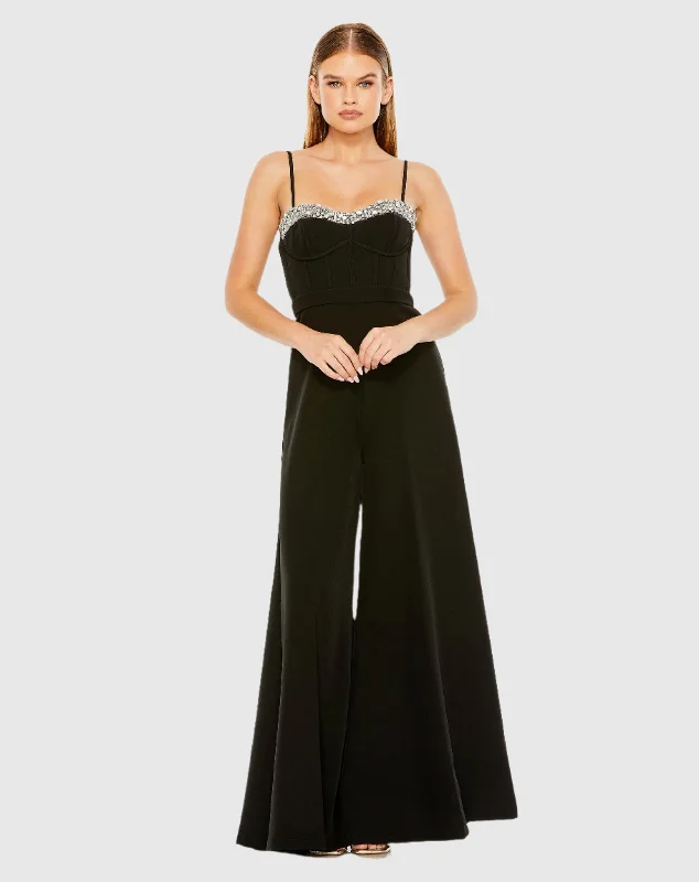 Slim Strap Beaded Bustier Top Jumpsuit Sequin jumpsuit, Glamorous, Party wear, Trendy