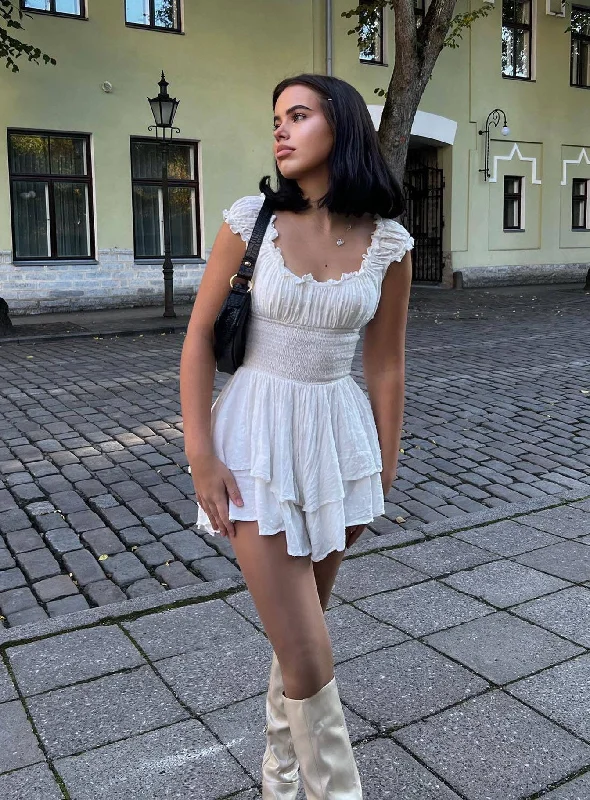 The Love Galore Romper White Lower Impact Tight fit jumpsuit, Sleek, Sexy, Trendy