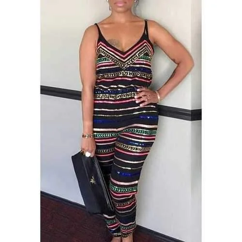 Fashionable Spaghetti Strap Colorful Stripe Sleeveless Jumpsuit For Women - Xl Backless wide leg jumpsuit, Sexy, Chic, Trendy Fashionable Spaghetti Strap Colorful Stripe Sleeveless Jumpsuit For Women - Xl Backless wide leg jumpsuit, Sexy, Chic, Trendy